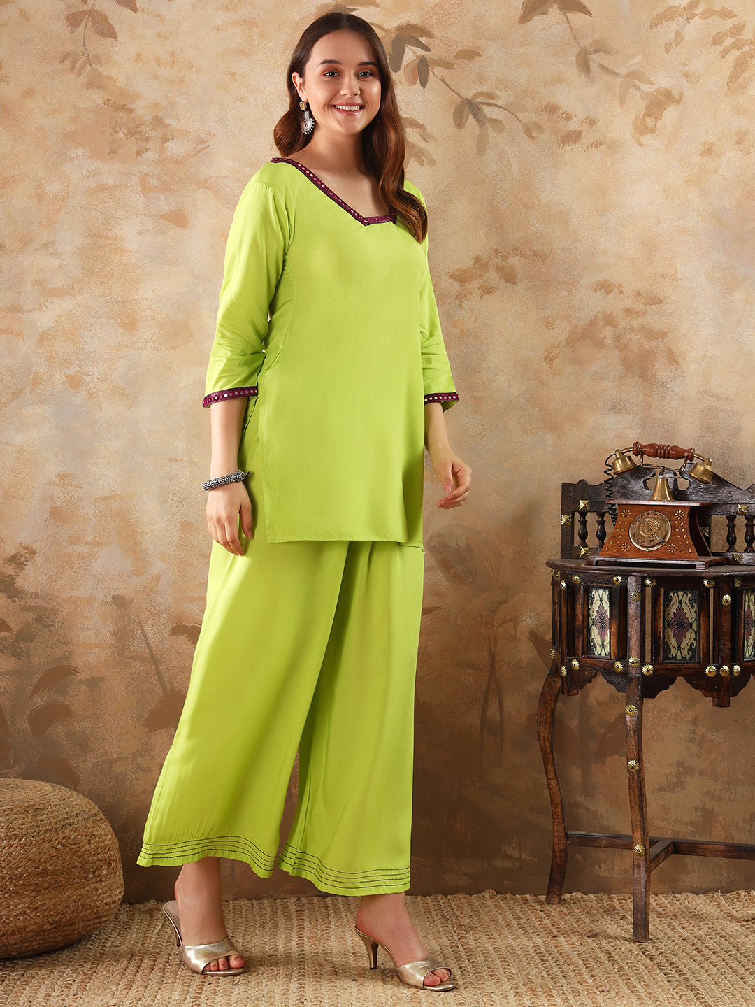 Green Modal Kurta Set