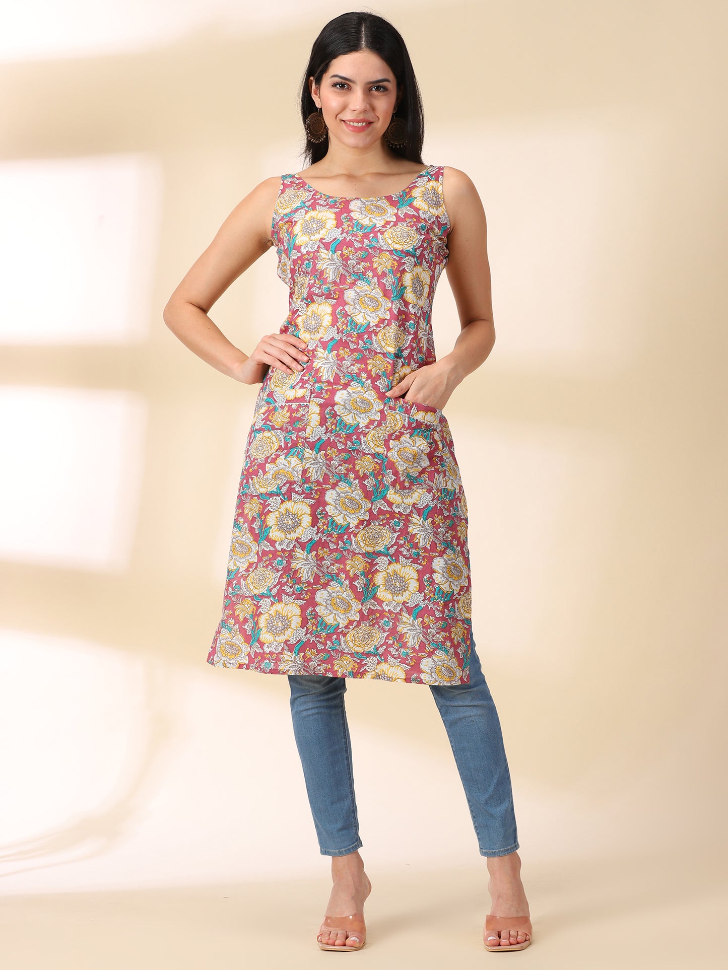 Multi Floral Print Cotton Kurta