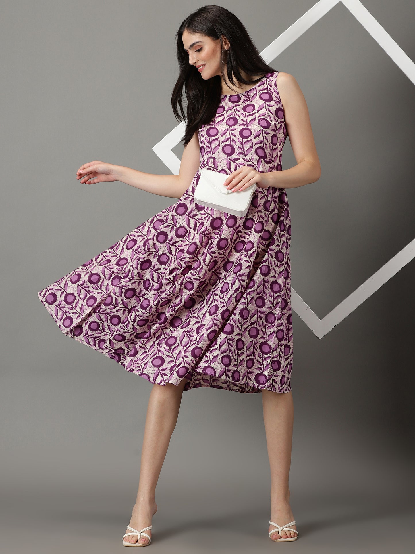 Purple Sleevless Cotton Kurta