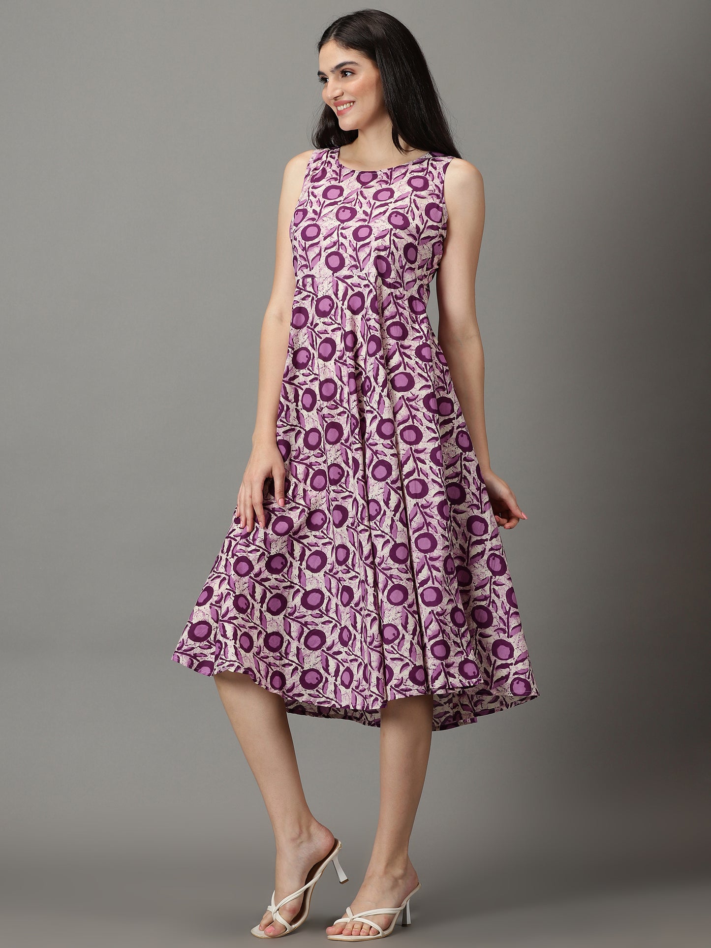 Purple Sleevless Cotton Kurta
