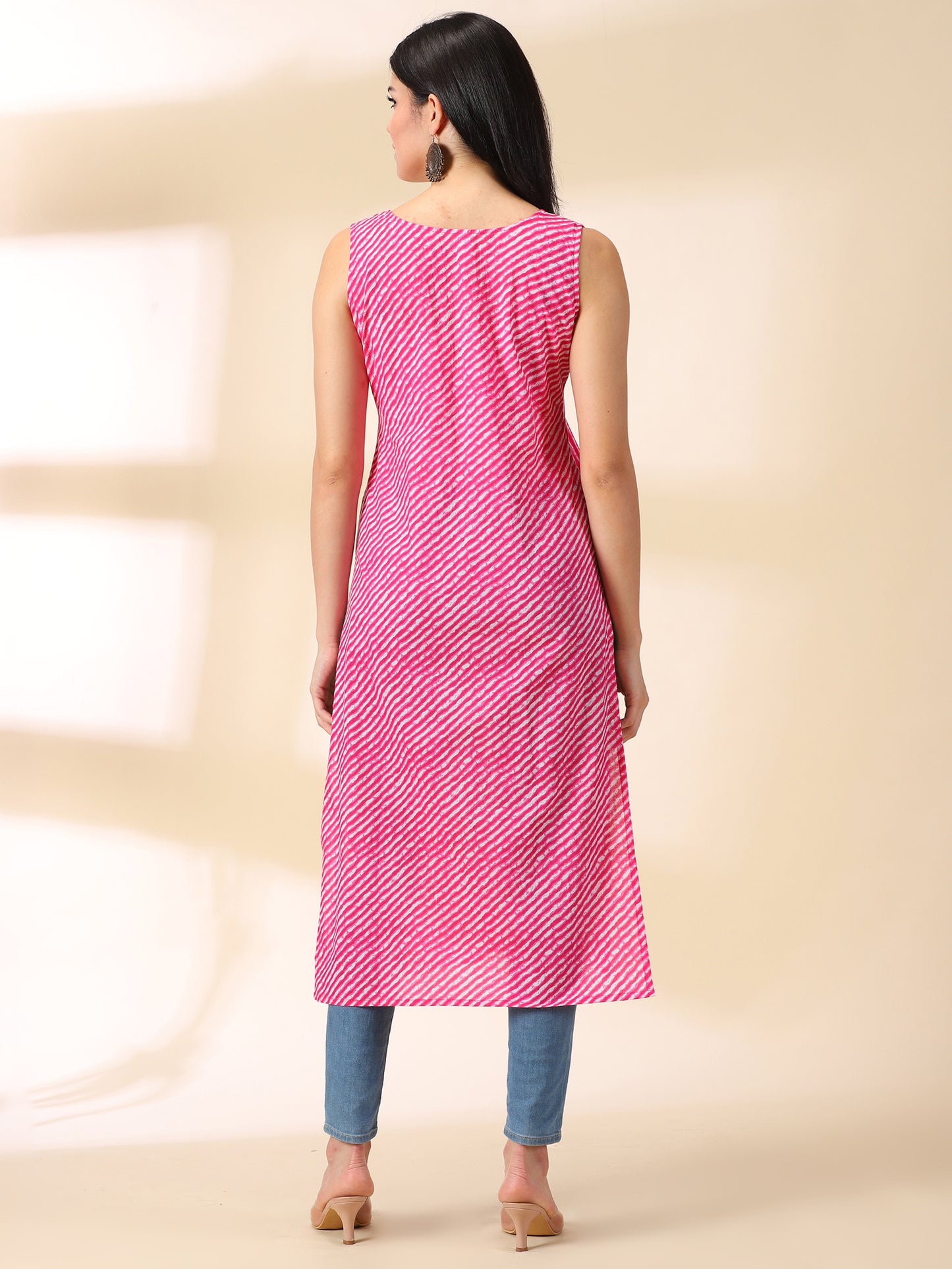 Lehariya Print Straight Cotton Kurta