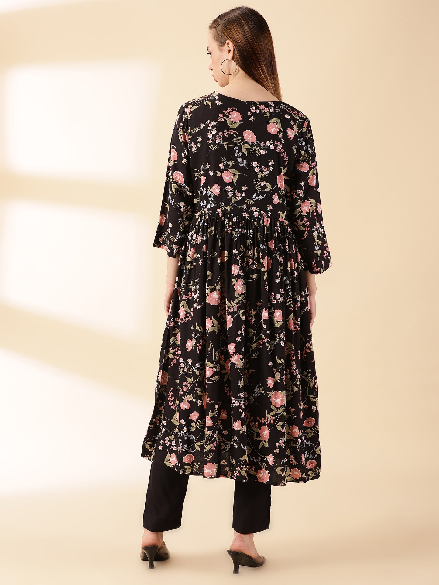 Black Rayon Kurta With Trouser