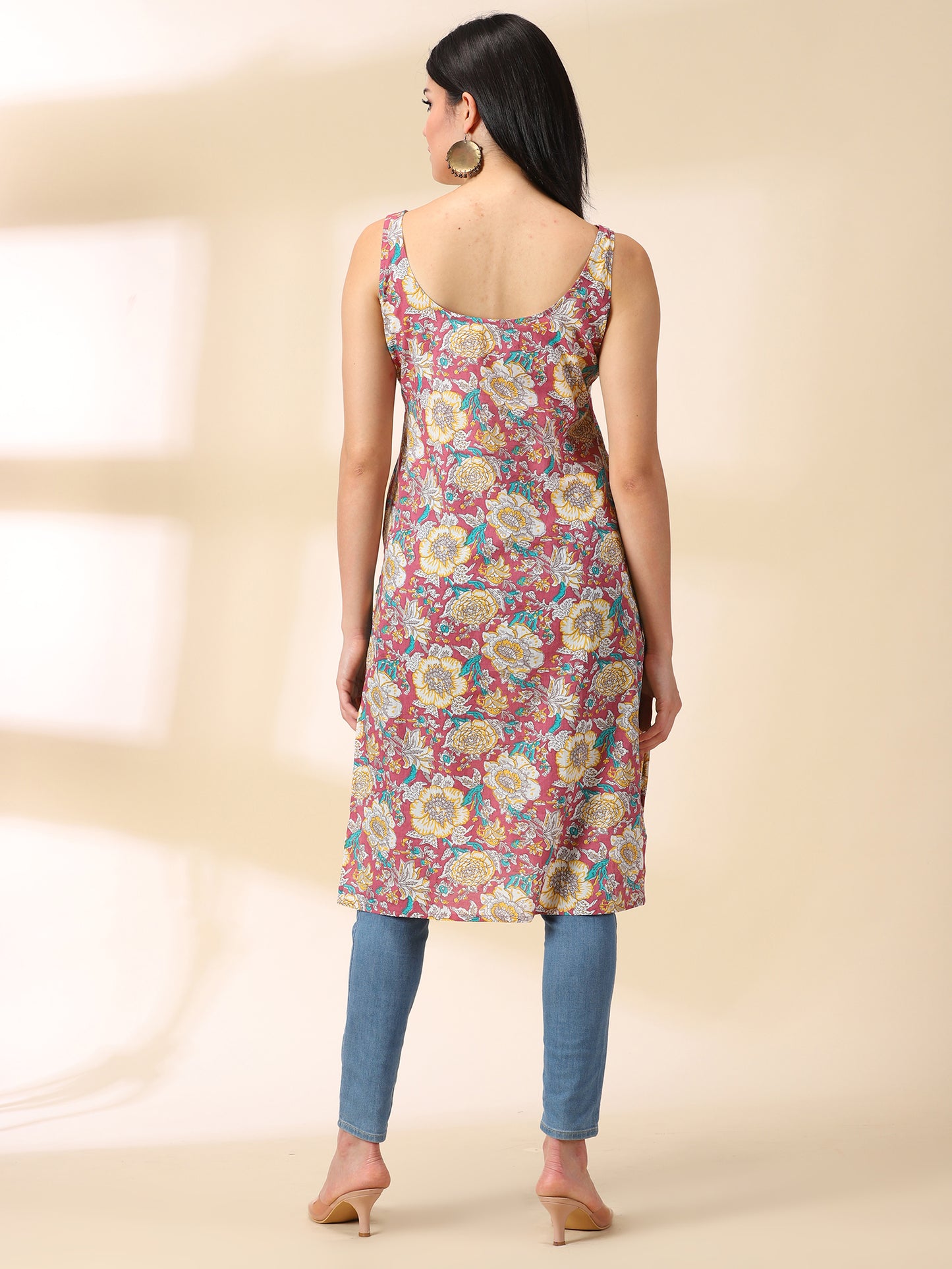 Multi Floral Print Cotton Kurta