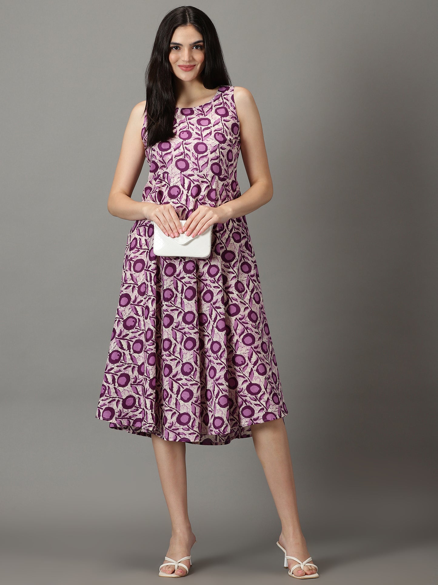Purple Sleevless Cotton Kurta