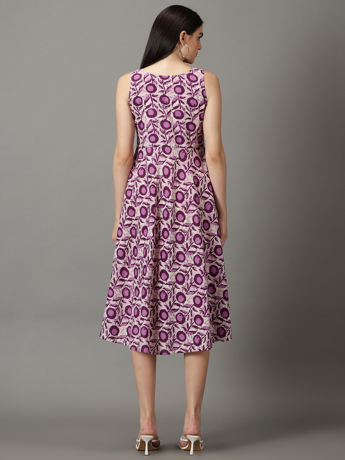 Purple Sleevless Cotton Kurta