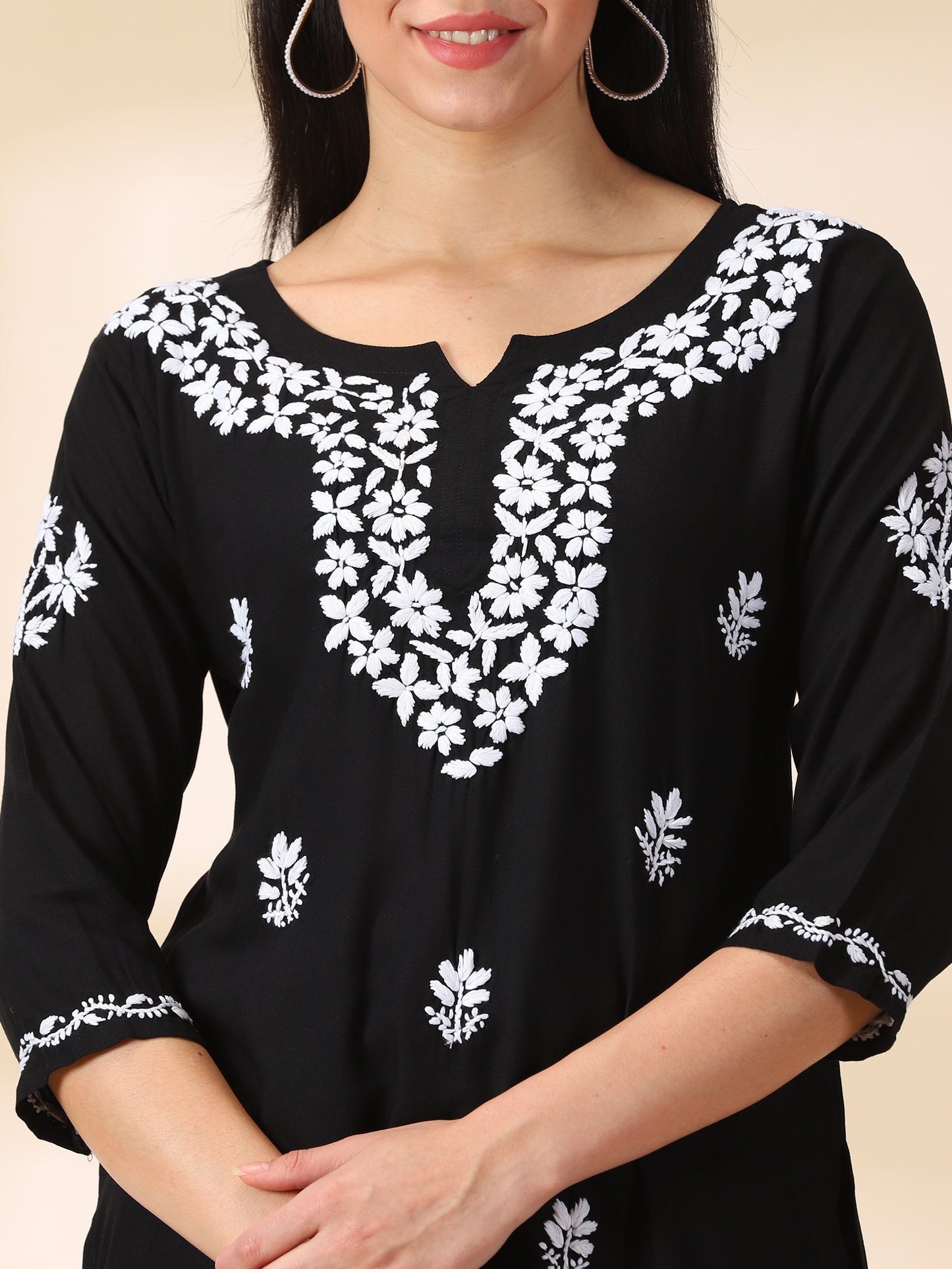 Chikankari Black Rayon Kurta