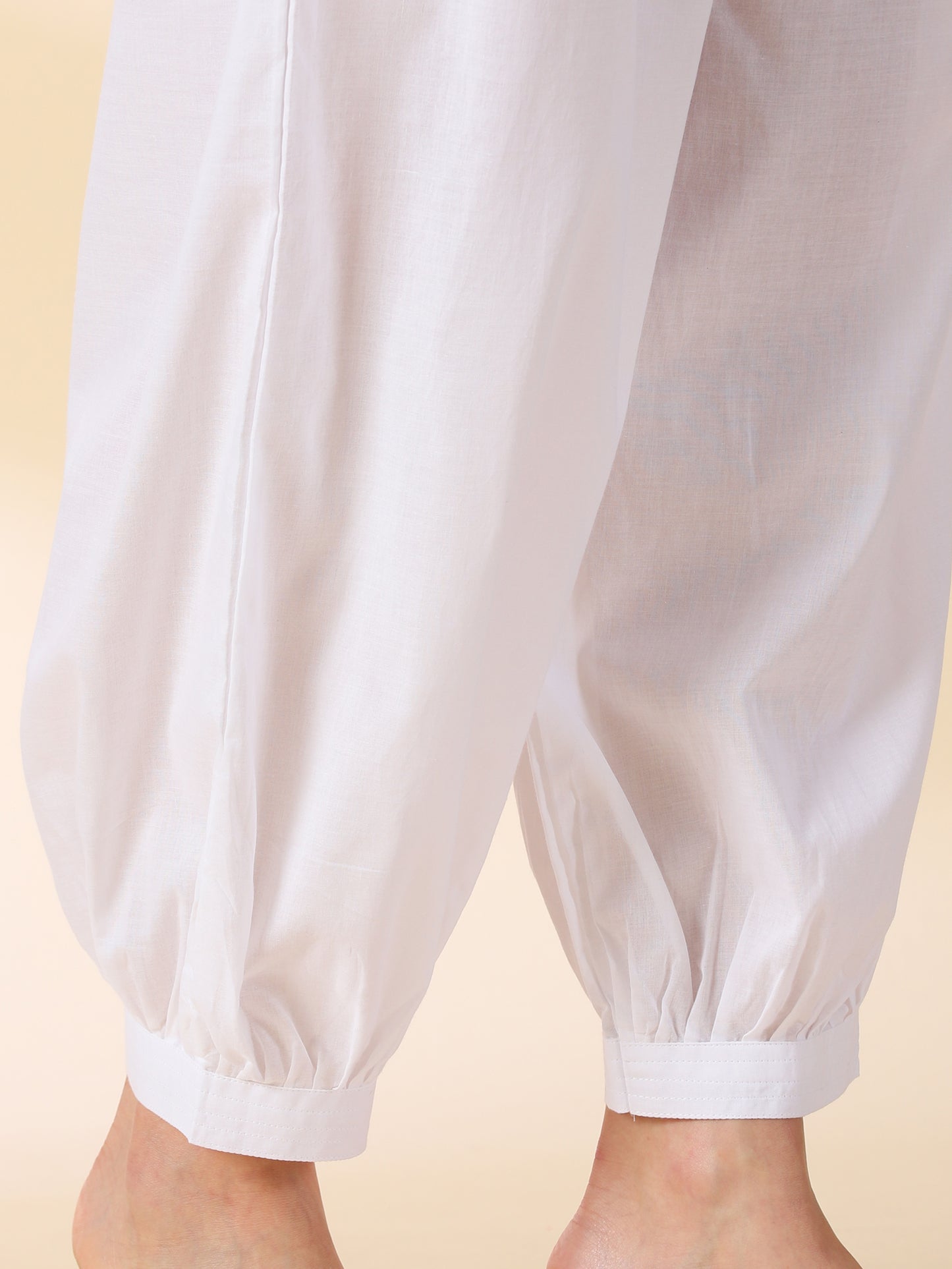 Yellow Cotton Kurta With Cuff Pant & Dupatta