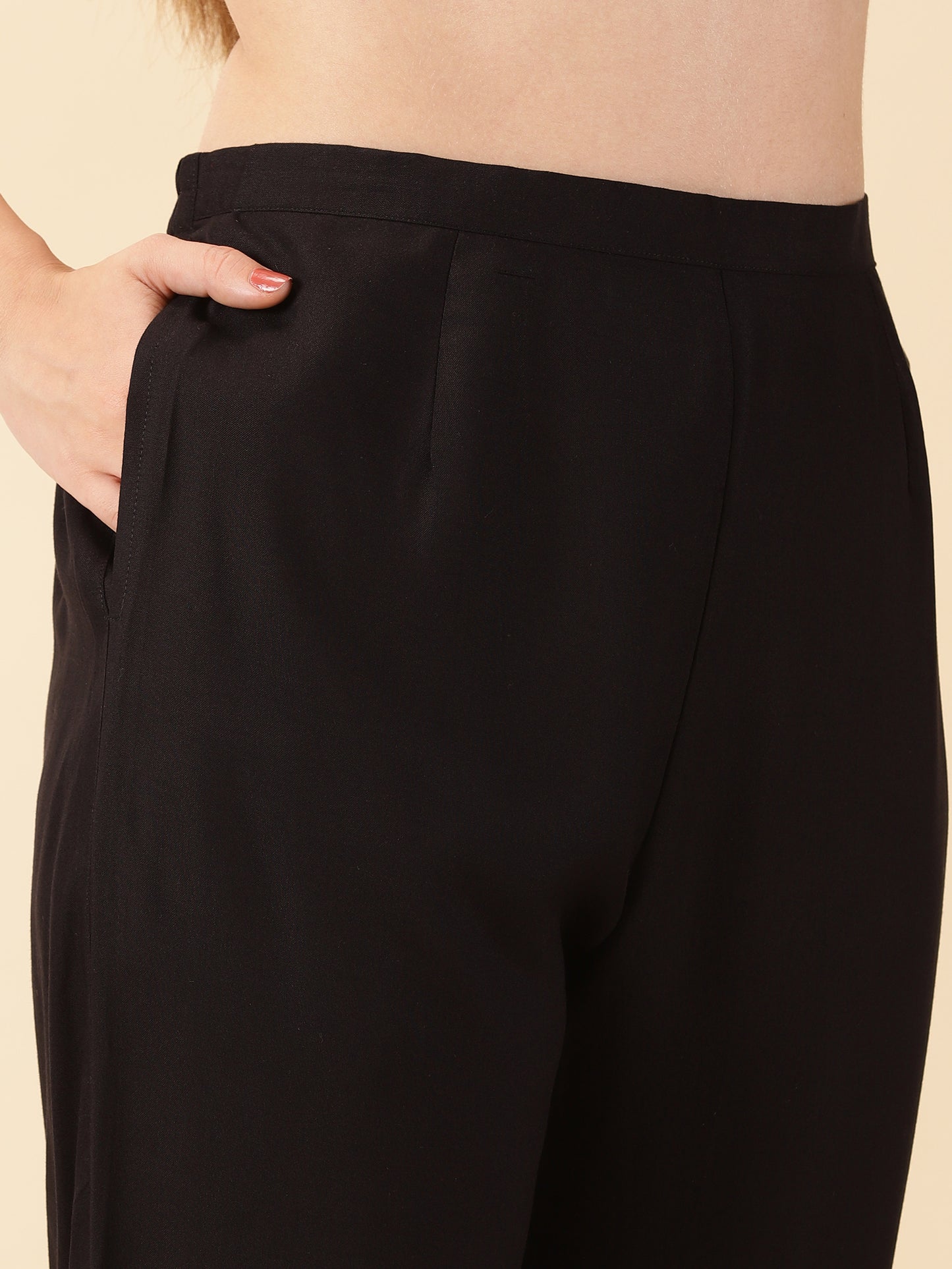 Black Rayon Kurta With Trouser