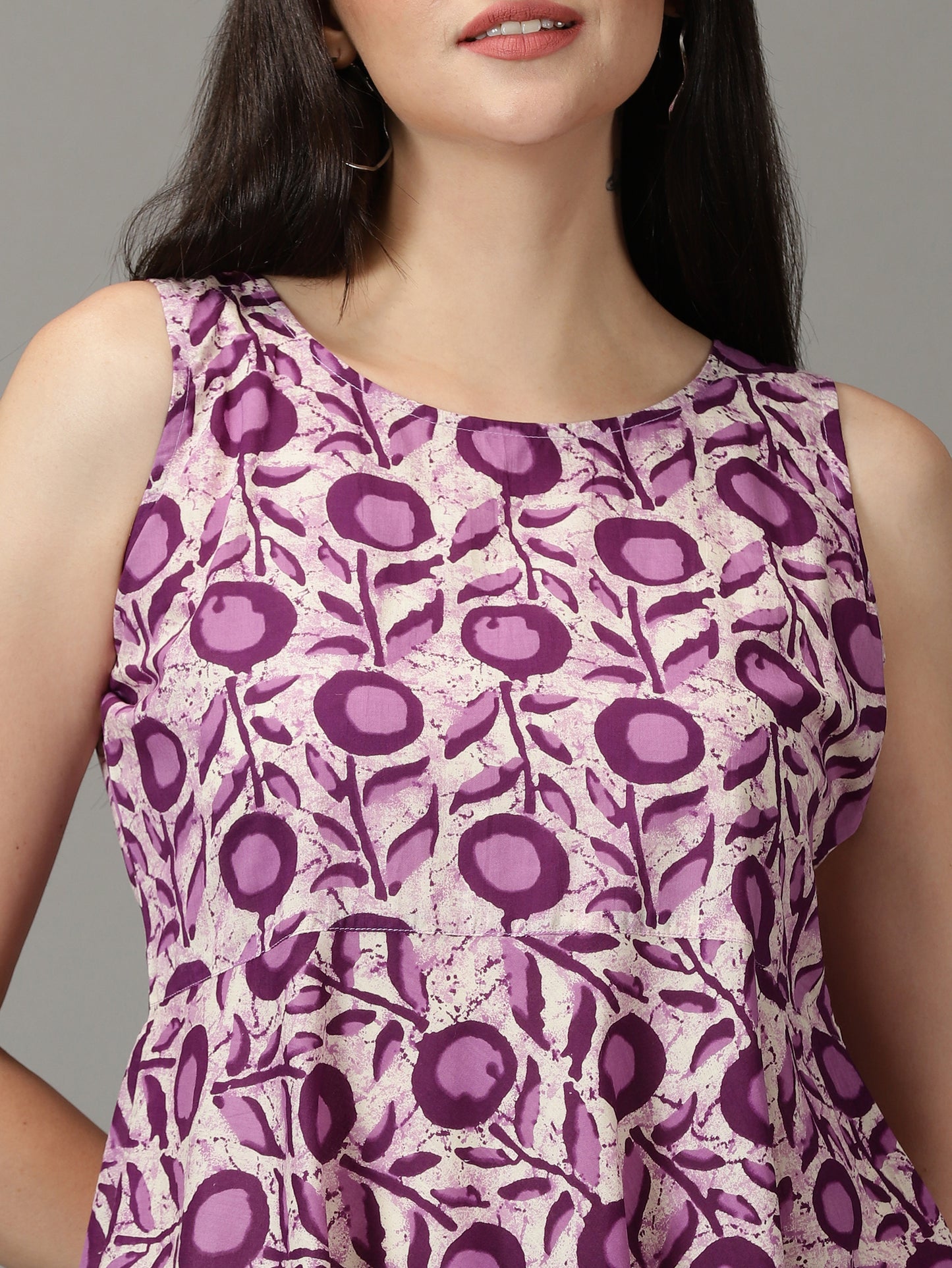 Purple Sleevless Cotton Kurta