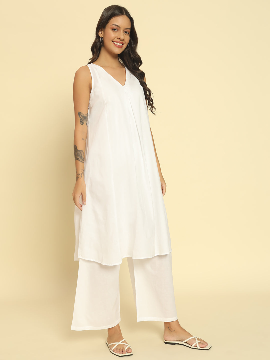 white cotton kurta set