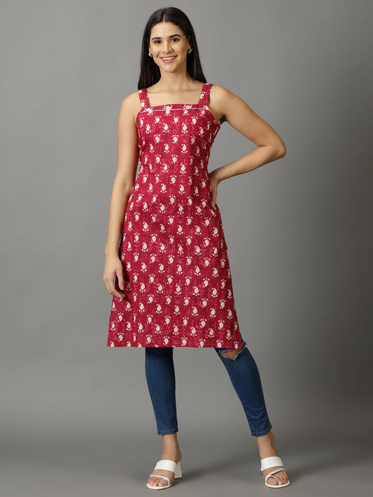 Maroon Floral Print Kurta