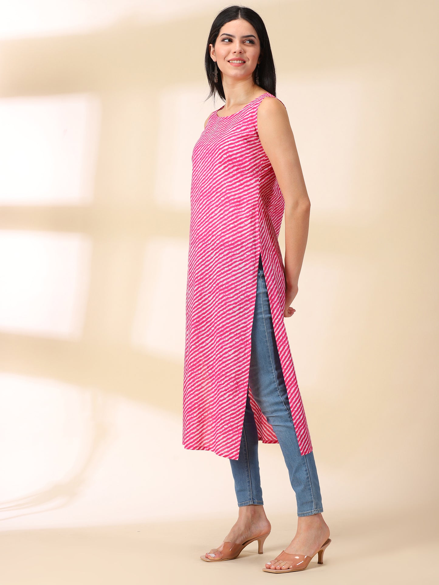 Lehariya Print Straight Cotton Kurta