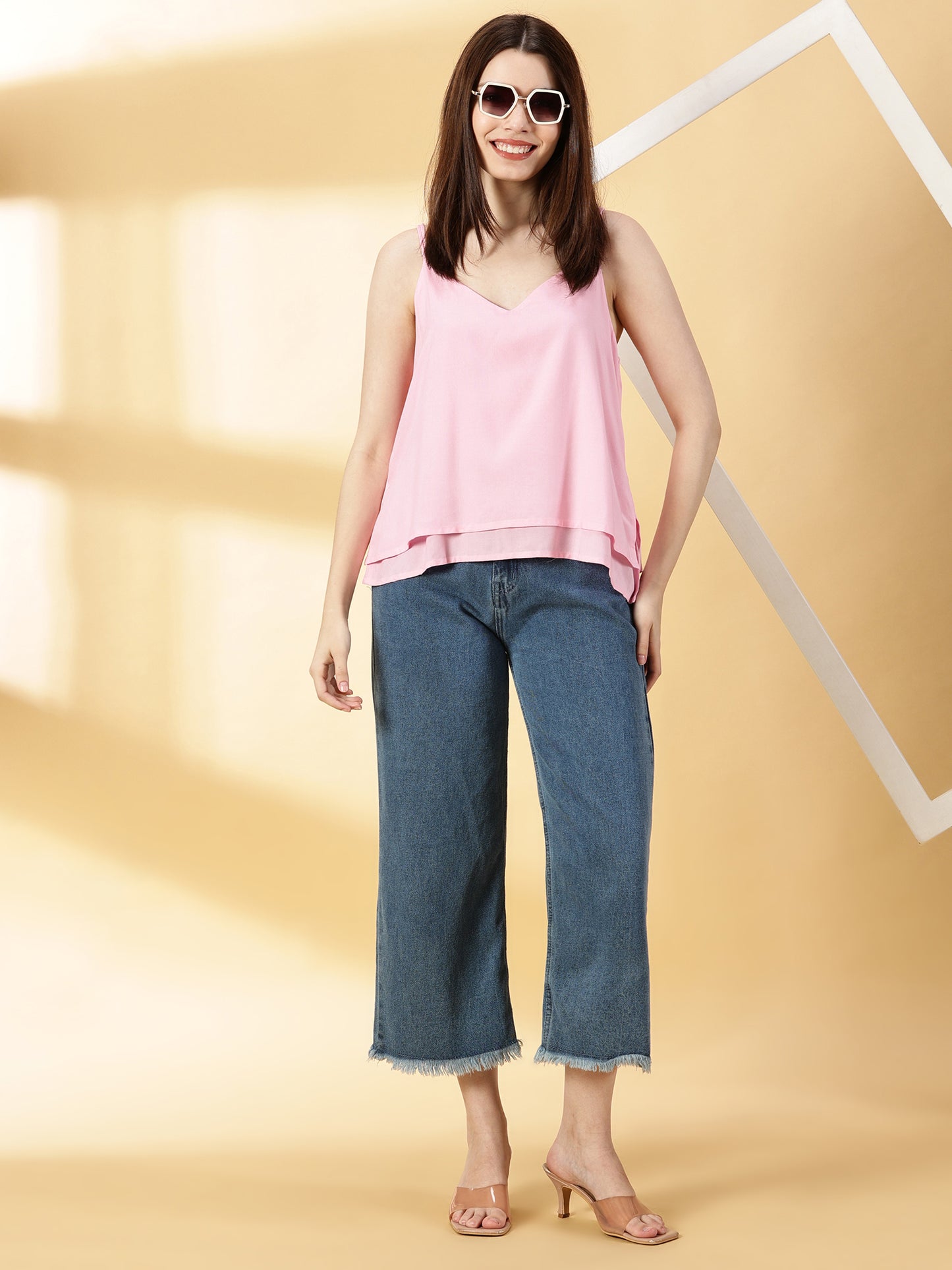 Women Pink Rayon Top