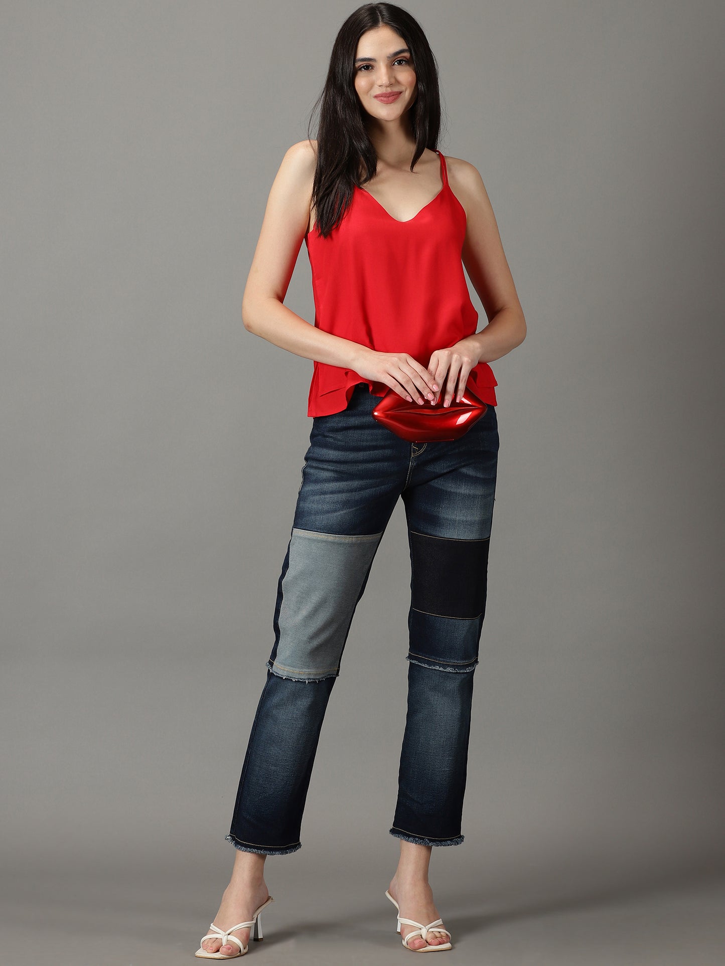Women Red Solid Pure Rayon Top