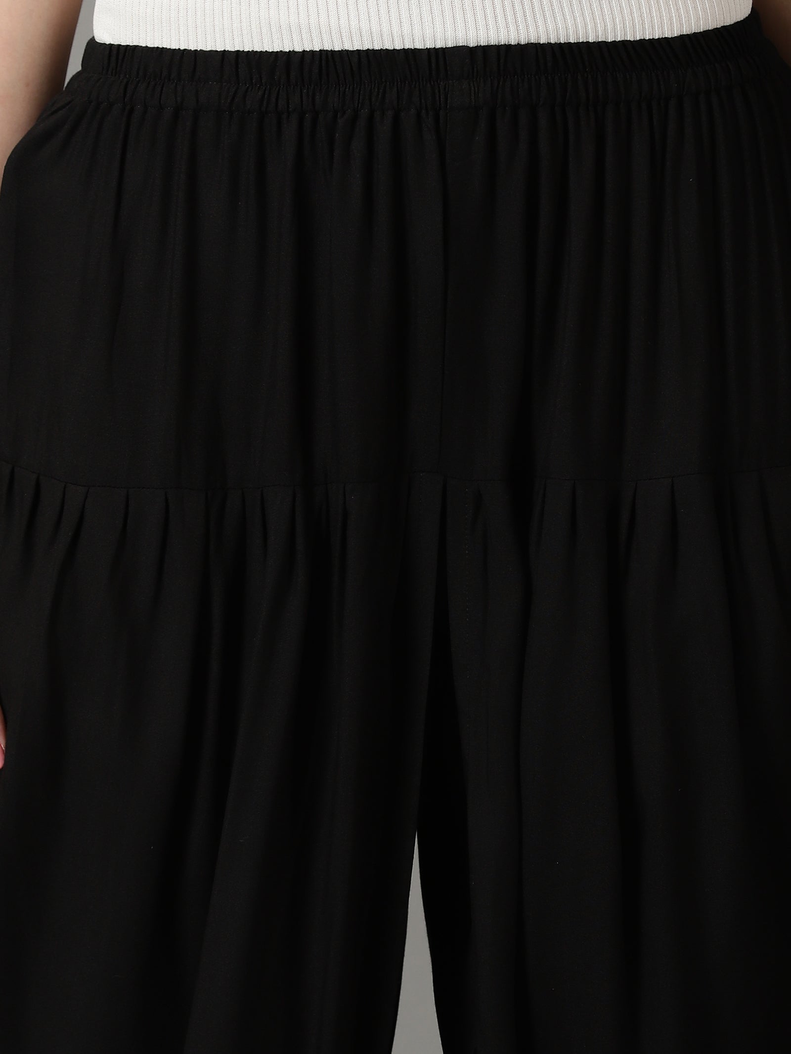 Women Black Solid Viscose Rayon Dhoti Pant