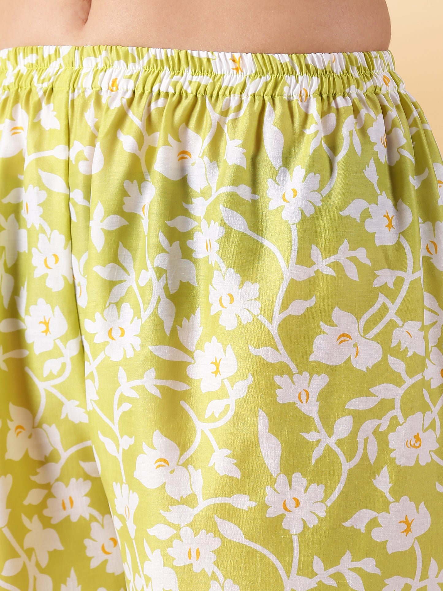 Women Green Cotton Mix Polyster Co-Ord-Set