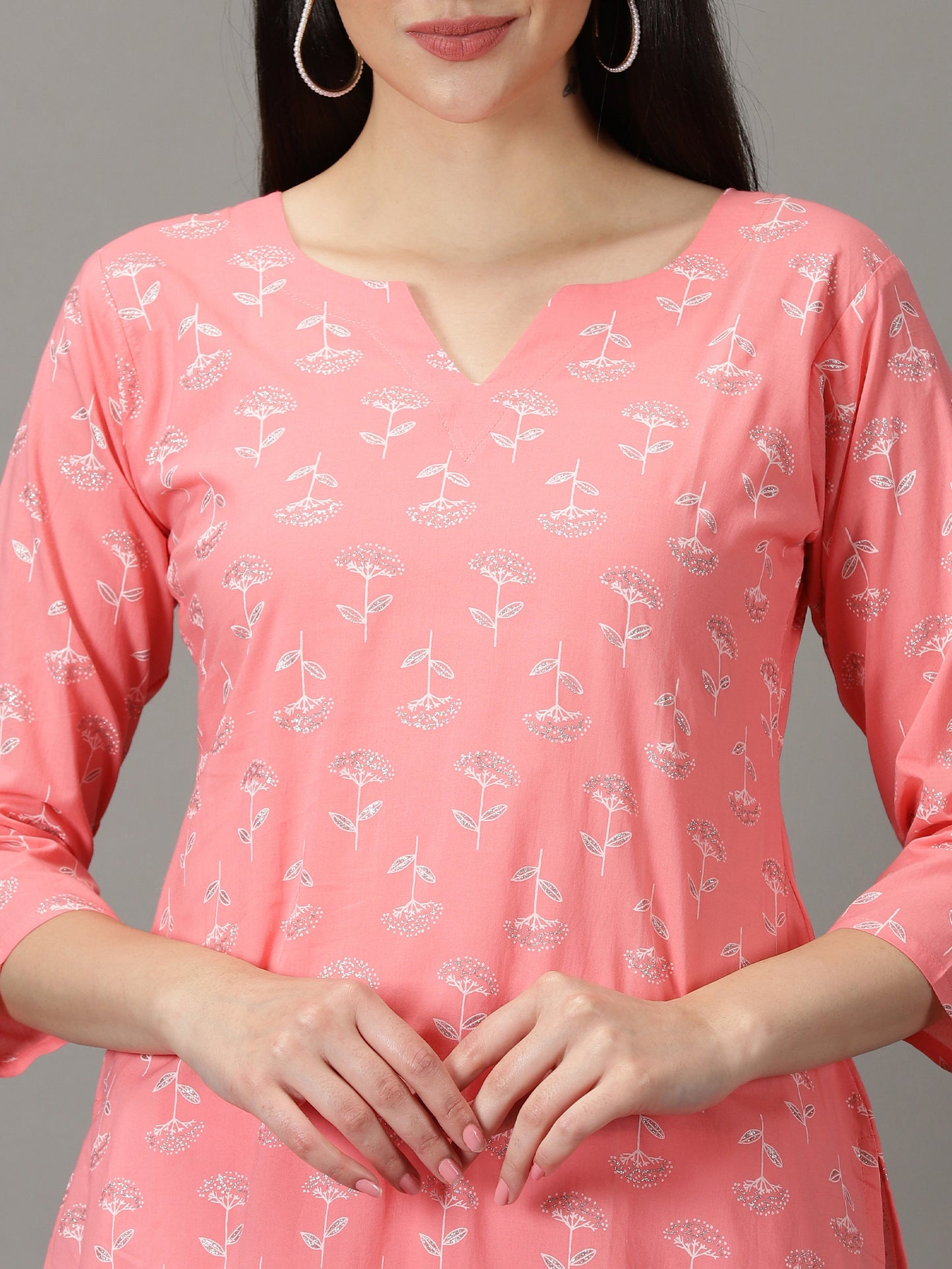Pink Cotton Kurta With Salwar