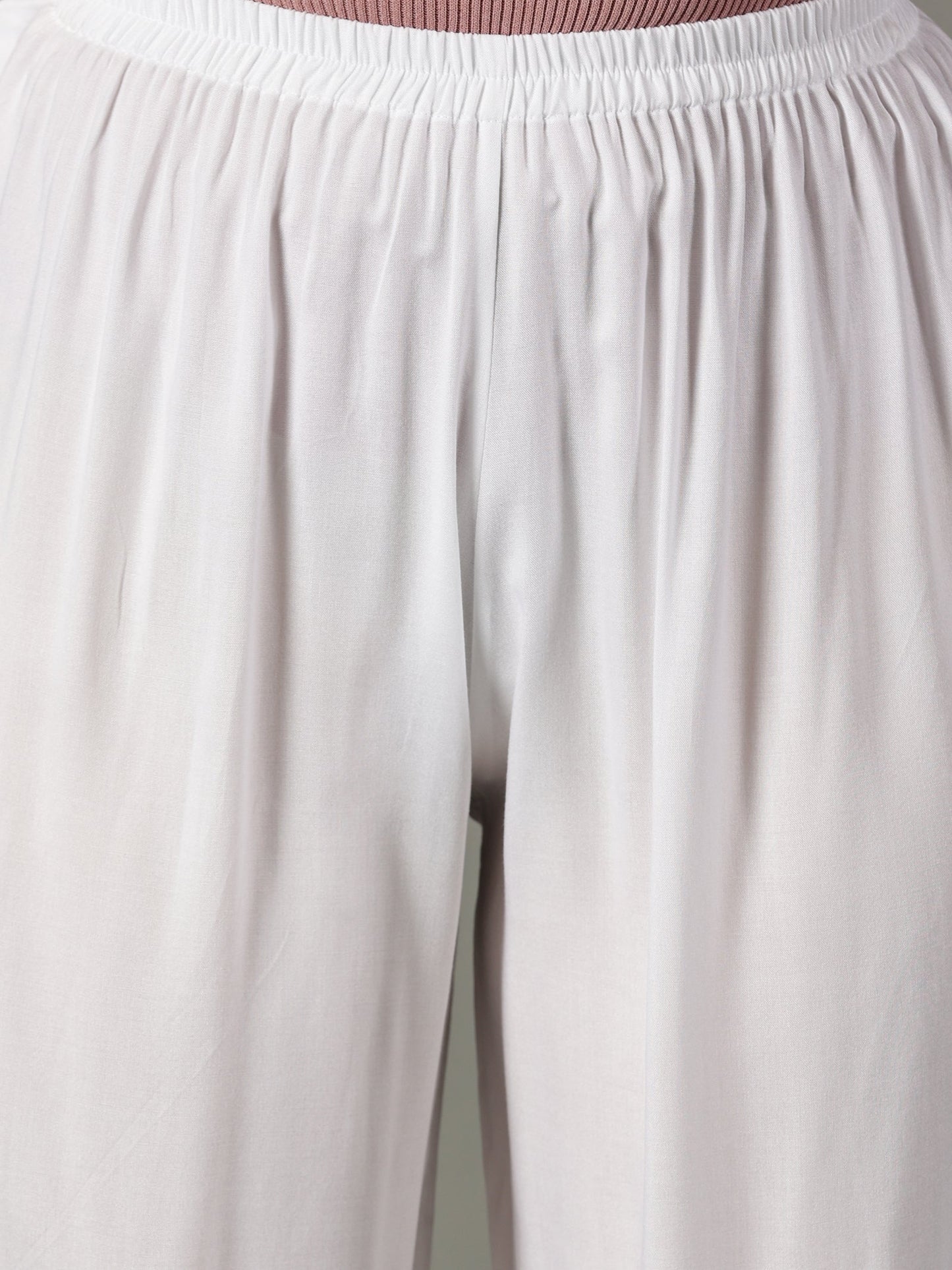 Women White Rayon Half Pant