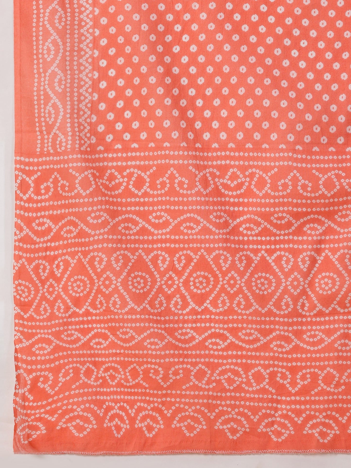 Women Peach Printed Cotton Kurta With Sharara & Duptta